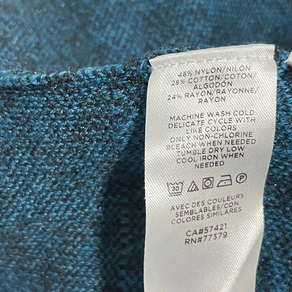 Ann Taylor Floral Jacquard Easy Crew Neck Sweater Women M Blue Black Academia - Picture 5 of 5